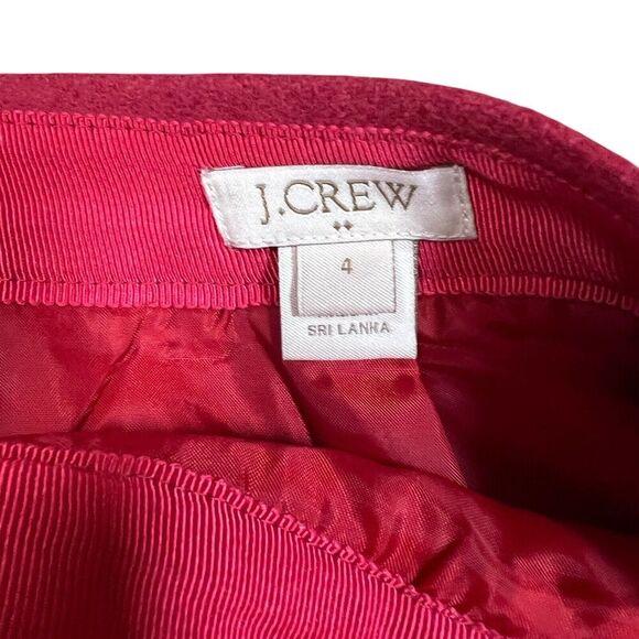 J.Crew Wool Blend Mini Pencil Short Skirt Red Holiday Work Career Size 4 - Picture 4 of 6